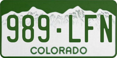 CO license plate 989LFN