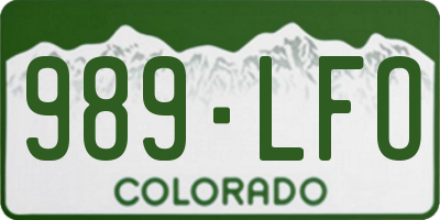 CO license plate 989LFO
