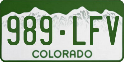 CO license plate 989LFV
