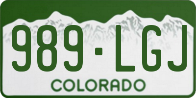 CO license plate 989LGJ