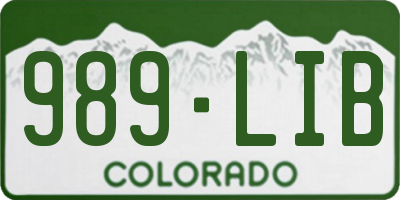 CO license plate 989LIB