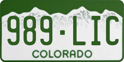 CO license plate 989LIC