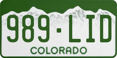 CO license plate 989LID