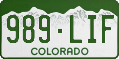 CO license plate 989LIF
