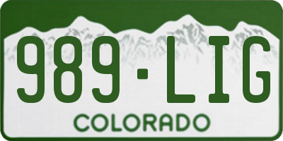 CO license plate 989LIG