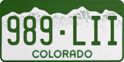 CO license plate 989LII