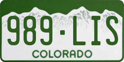 CO license plate 989LIS