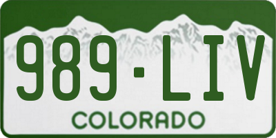 CO license plate 989LIV