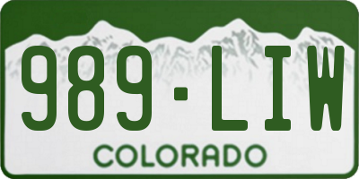CO license plate 989LIW