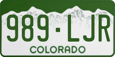 CO license plate 989LJR
