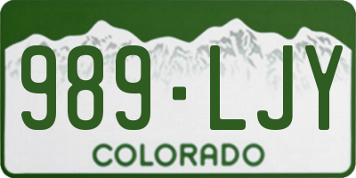 CO license plate 989LJY