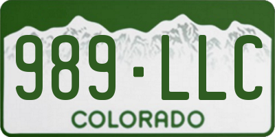 CO license plate 989LLC