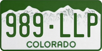 CO license plate 989LLP