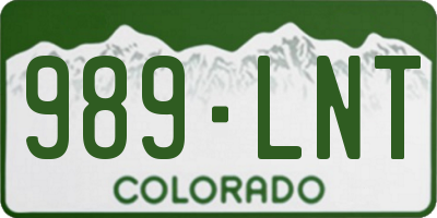 CO license plate 989LNT