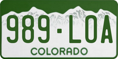 CO license plate 989LOA