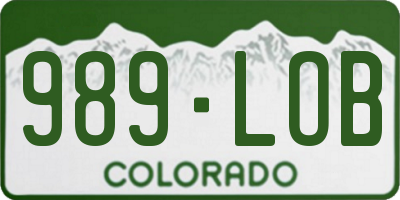 CO license plate 989LOB