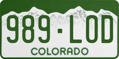 CO license plate 989LOD