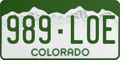 CO license plate 989LOE