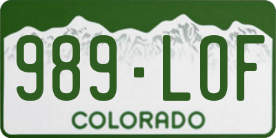 CO license plate 989LOF