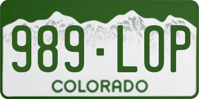 CO license plate 989LOP