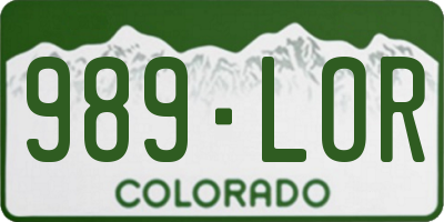 CO license plate 989LOR