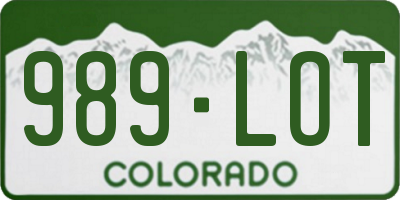 CO license plate 989LOT
