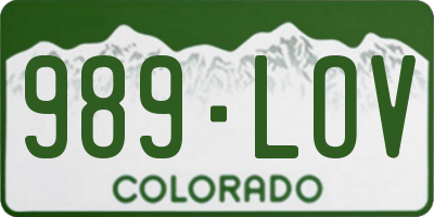 CO license plate 989LOV