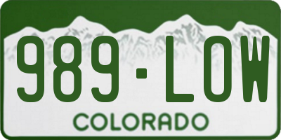 CO license plate 989LOW
