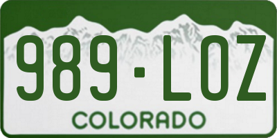 CO license plate 989LOZ