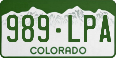 CO license plate 989LPA