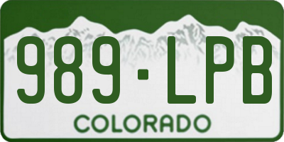 CO license plate 989LPB