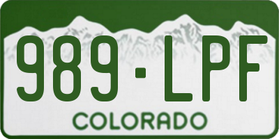 CO license plate 989LPF
