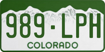 CO license plate 989LPH
