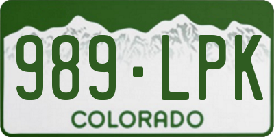 CO license plate 989LPK