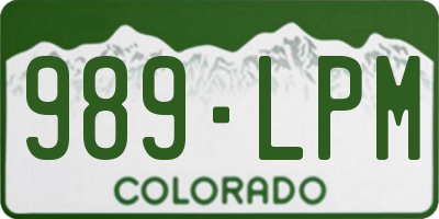 CO license plate 989LPM