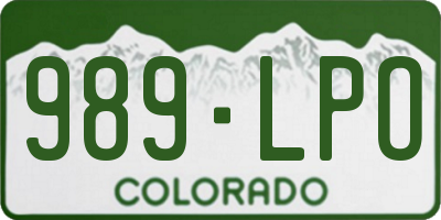 CO license plate 989LPO