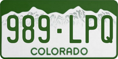 CO license plate 989LPQ