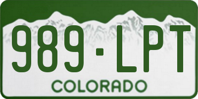 CO license plate 989LPT