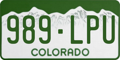 CO license plate 989LPU