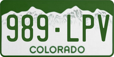 CO license plate 989LPV