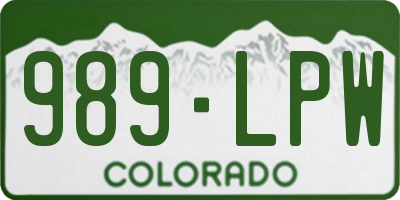 CO license plate 989LPW