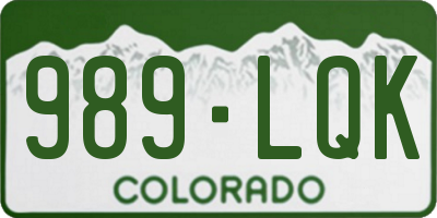 CO license plate 989LQK