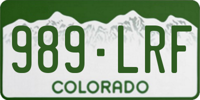 CO license plate 989LRF