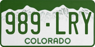 CO license plate 989LRY