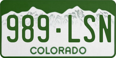 CO license plate 989LSN