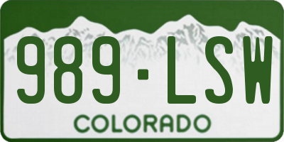 CO license plate 989LSW