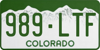 CO license plate 989LTF