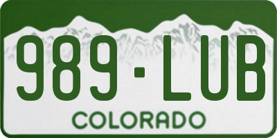 CO license plate 989LUB