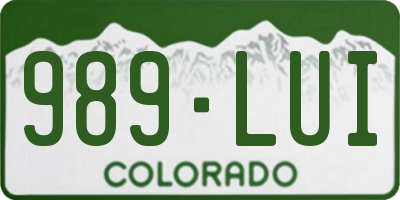 CO license plate 989LUI