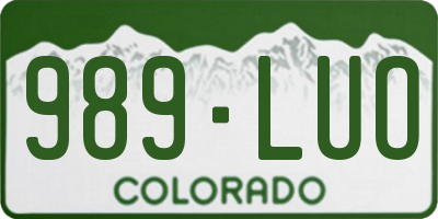 CO license plate 989LUO